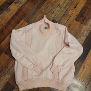 Vintage‎ baby pink collared pocket sweater large